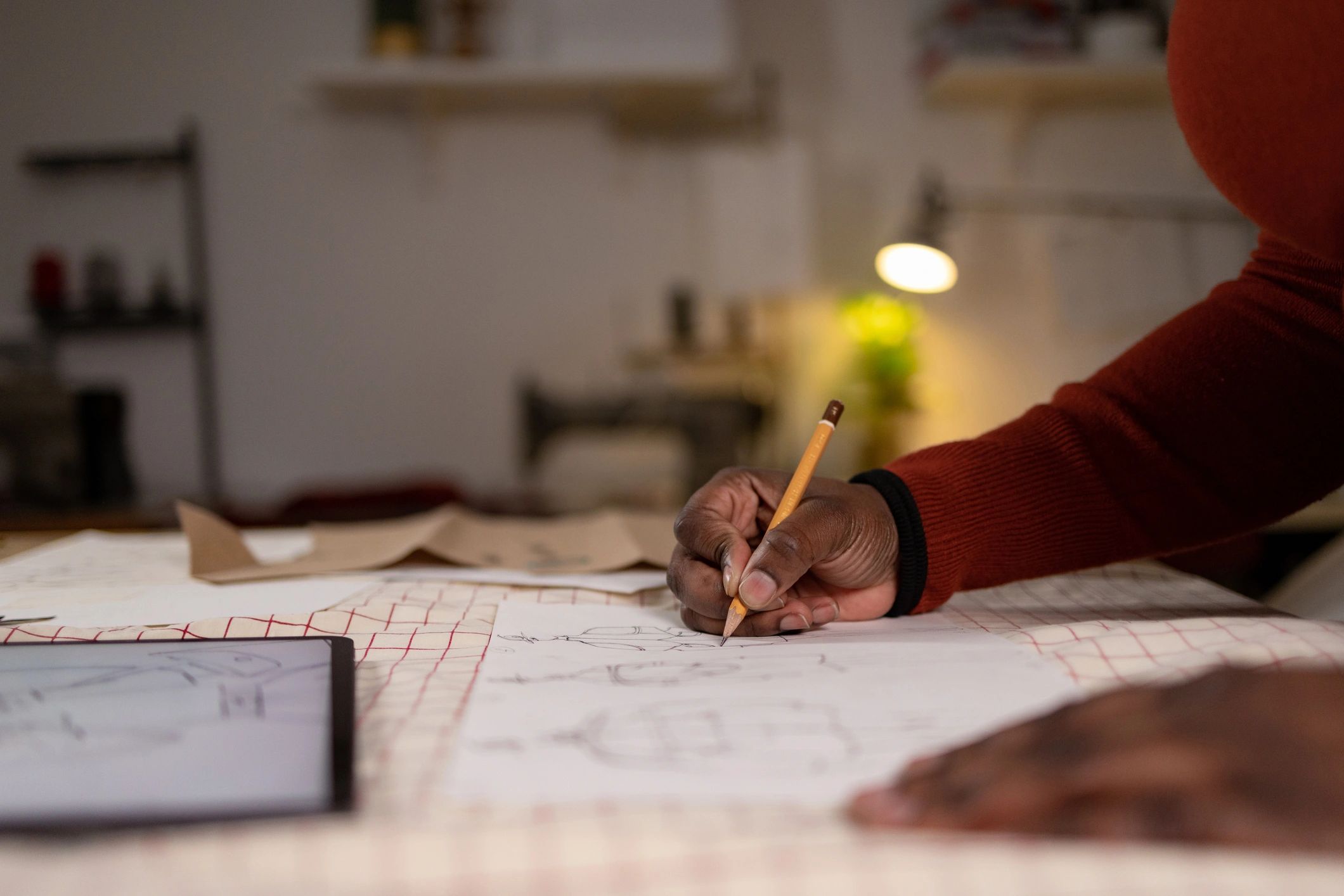 Hands creating a branding mood board